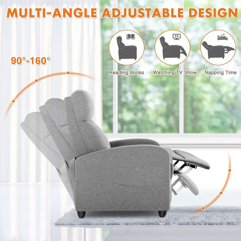Fauteuil inclinable réglable avec 8 modes de massage et soutien lombaire pour la relaxation et le home cinéma