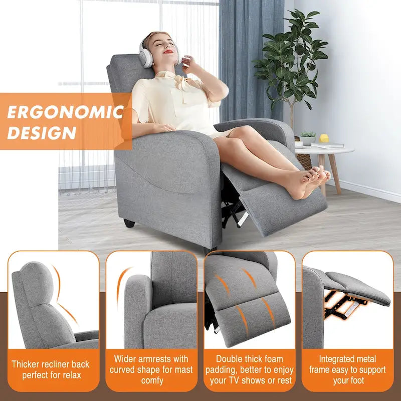 Fauteuil inclinable réglable avec 8 modes de massage et soutien lombaire pour la relaxation et le home cinéma