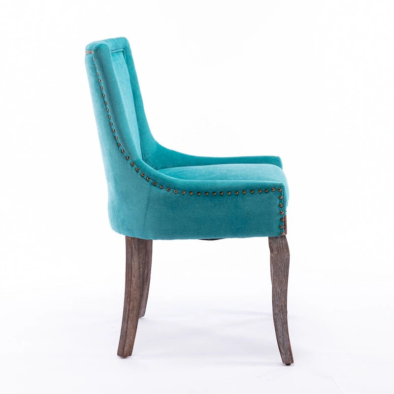 Ultra Side Dining Chair with Thickened Fabric and Bronze Nail Head, Set of 2