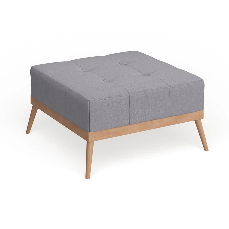 Mid-century Tufted Fabric Square Ottoman Table