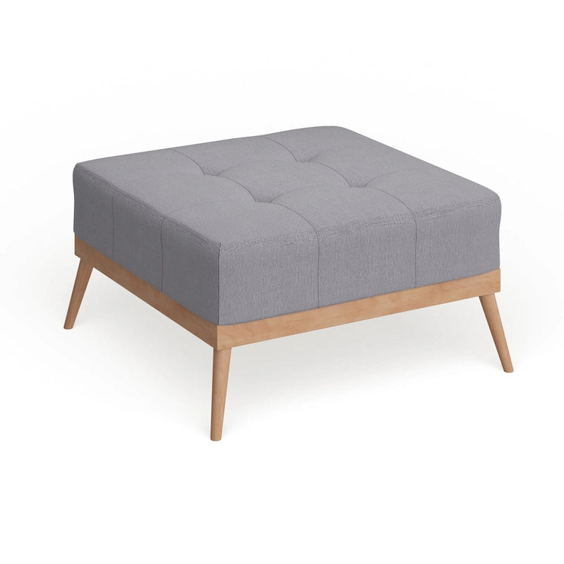 Mid-century Tufted Fabric Square Ottoman Table
