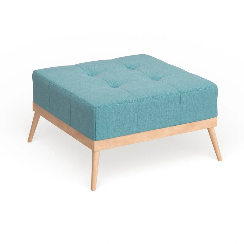 Mid-century Tufted Fabric Square Ottoman Table