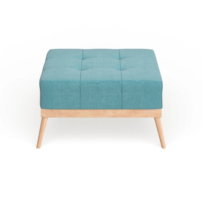 Mid-century Tufted Fabric Square Ottoman Table