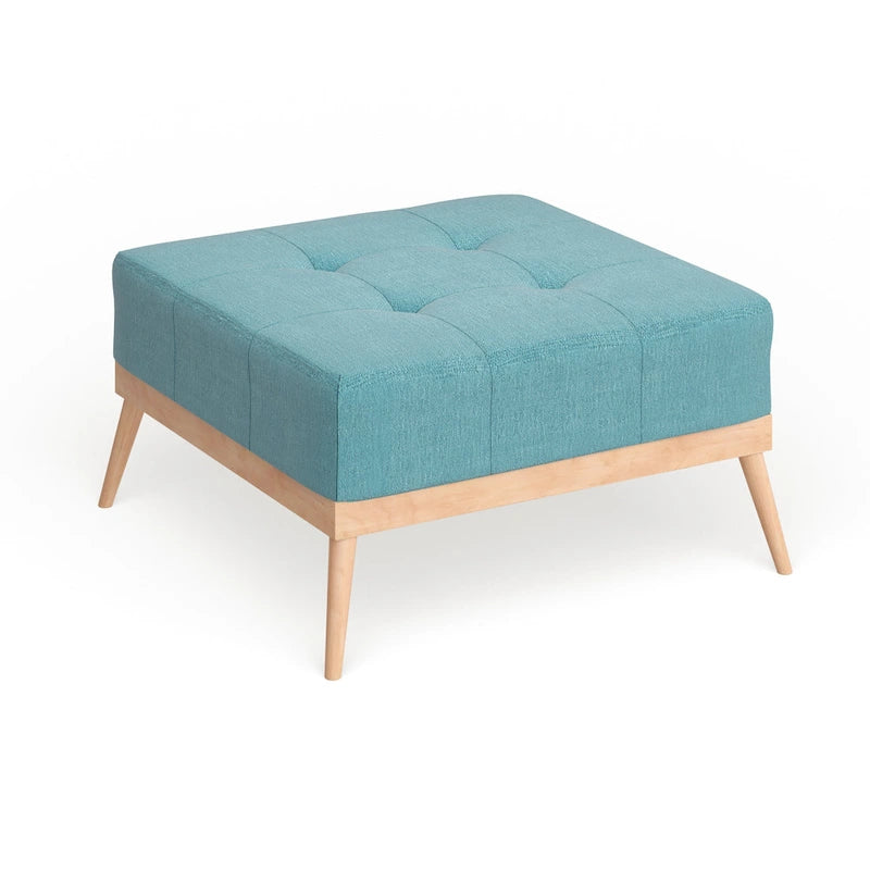 Mid-century Tufted Fabric Square Ottoman Table