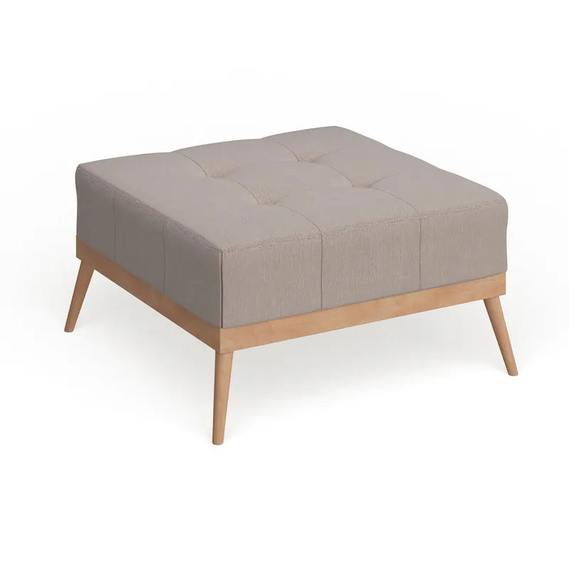 Mid-century Tufted Fabric Square Ottoman Table