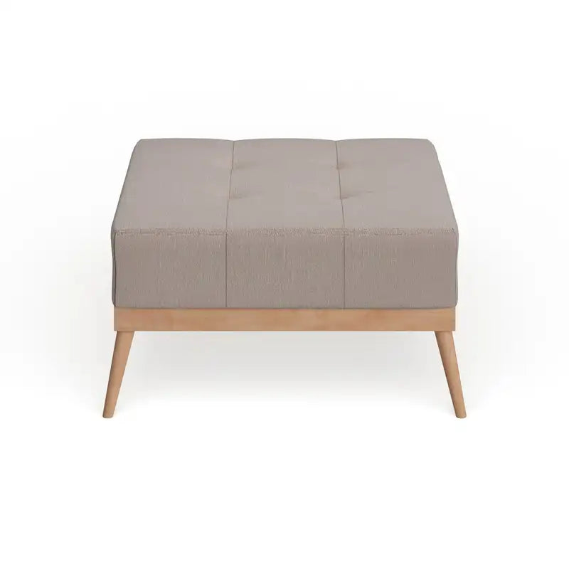 Mid-century Tufted Fabric Square Ottoman Table