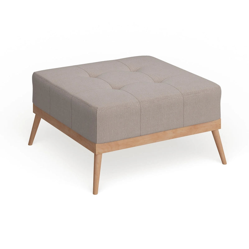 Mid-century Tufted Fabric Square Ottoman Table