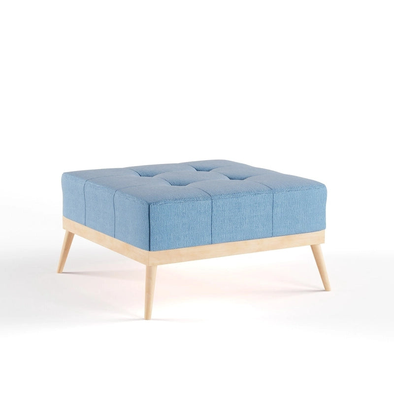 Mid-century Tufted Fabric Square Ottoman Table