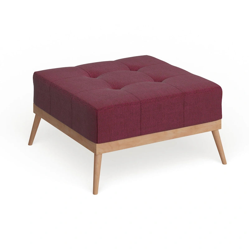 Mid-century Tufted Fabric Square Ottoman Table