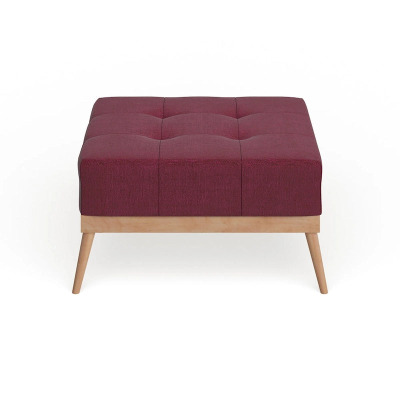 Mid-century Tufted Fabric Square Ottoman Table
