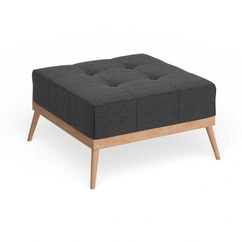 Mid-century Tufted Fabric Square Ottoman Table