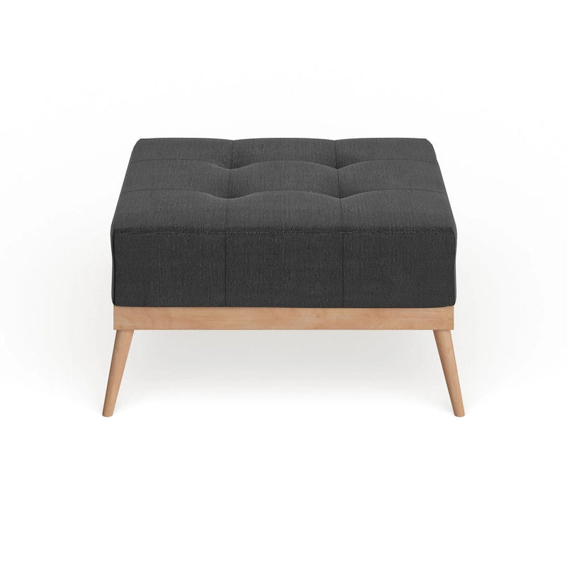 Mid-century Tufted Fabric Square Ottoman Table