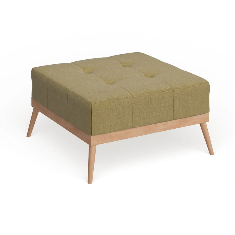 Mid-century Tufted Fabric Square Ottoman Table