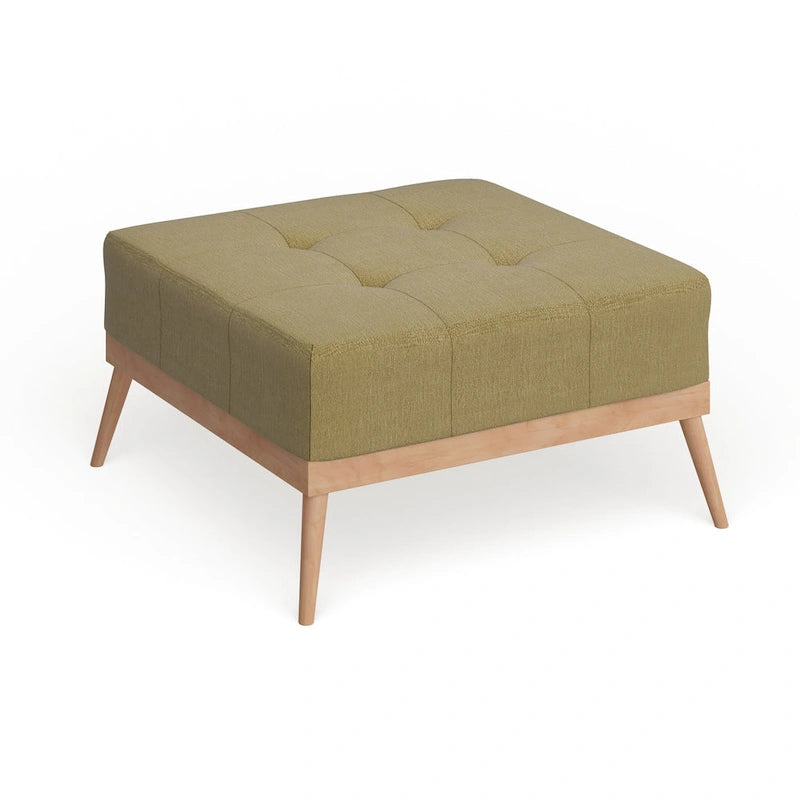 Mid-century Tufted Fabric Square Ottoman Table