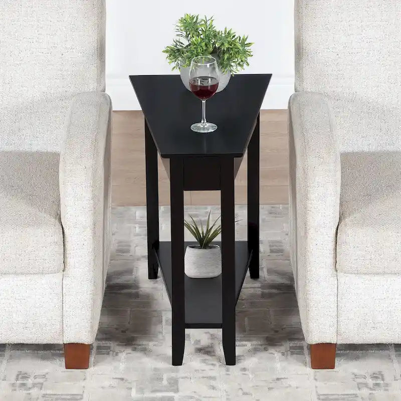 Wedge End Table with Shelf