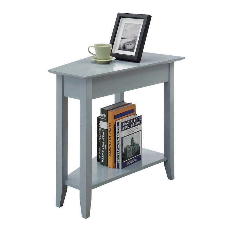 Wedge End Table with Shelf