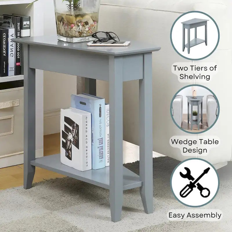 Wedge End Table with Shelf