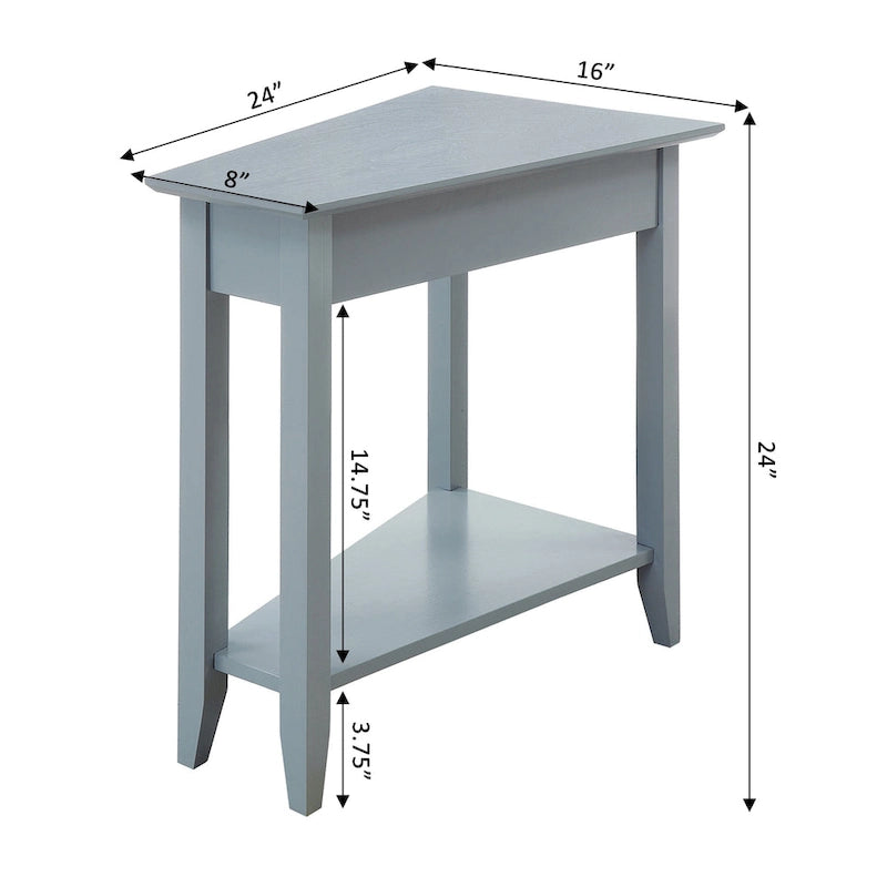 Wedge End Table with Shelf