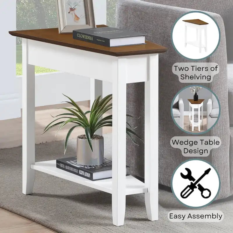 Wedge End Table with Shelf