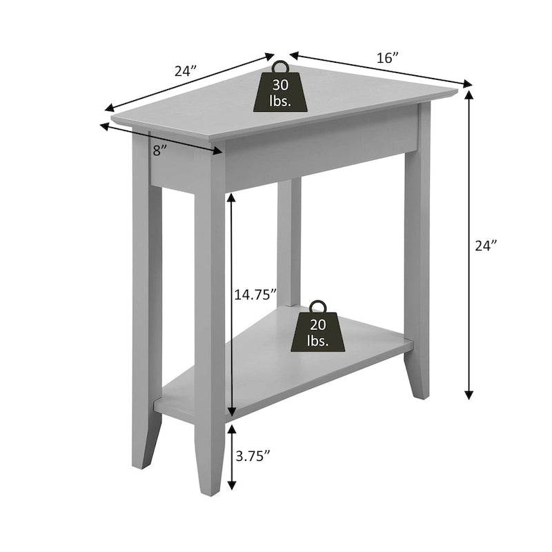 Wedge End Table with Shelf