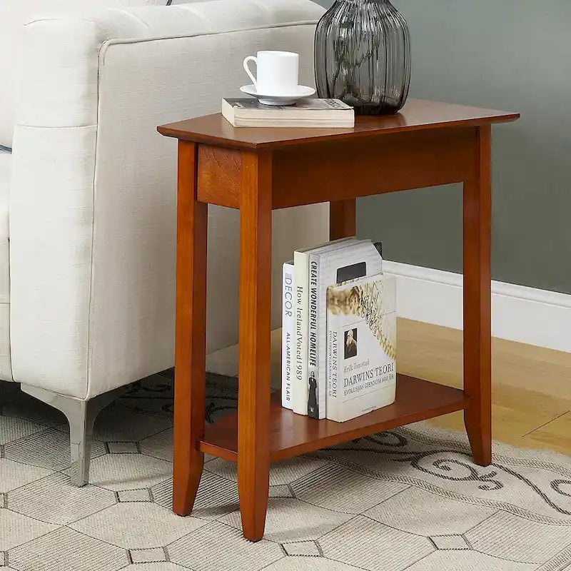 Wedge End Table with Shelf