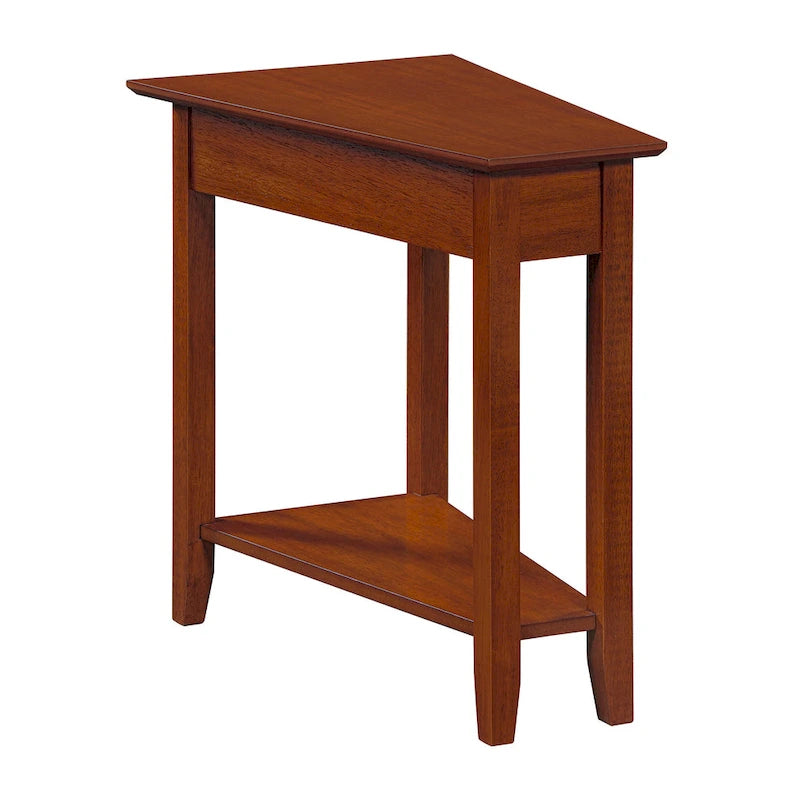 Wedge End Table with Shelf