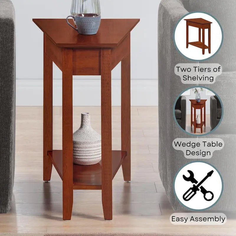 Wedge End Table with Shelf