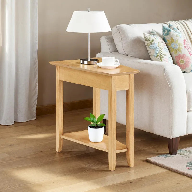 Wedge End Table with Shelf