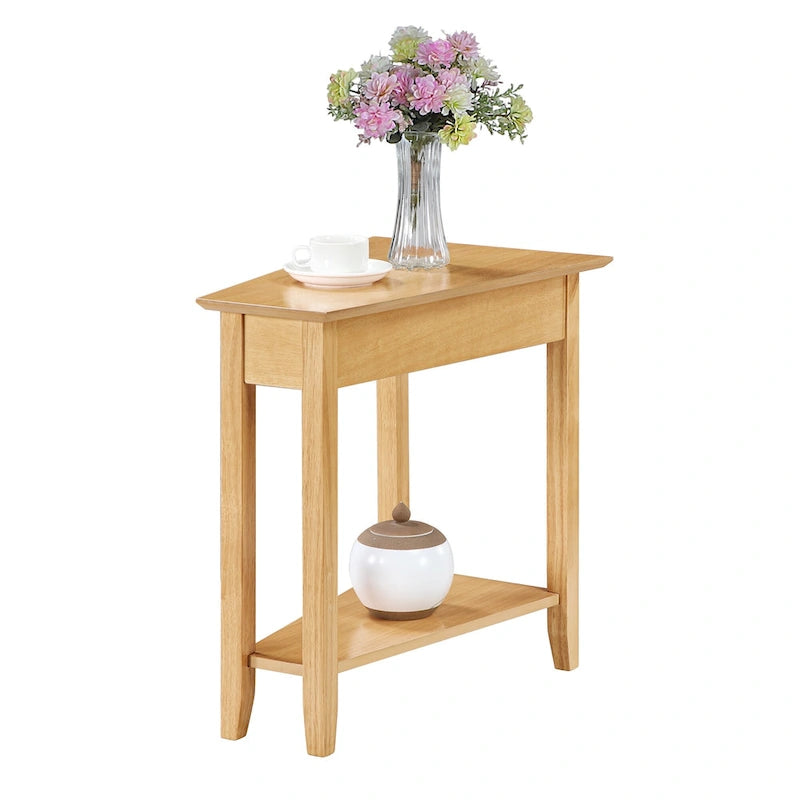 Wedge End Table with Shelf