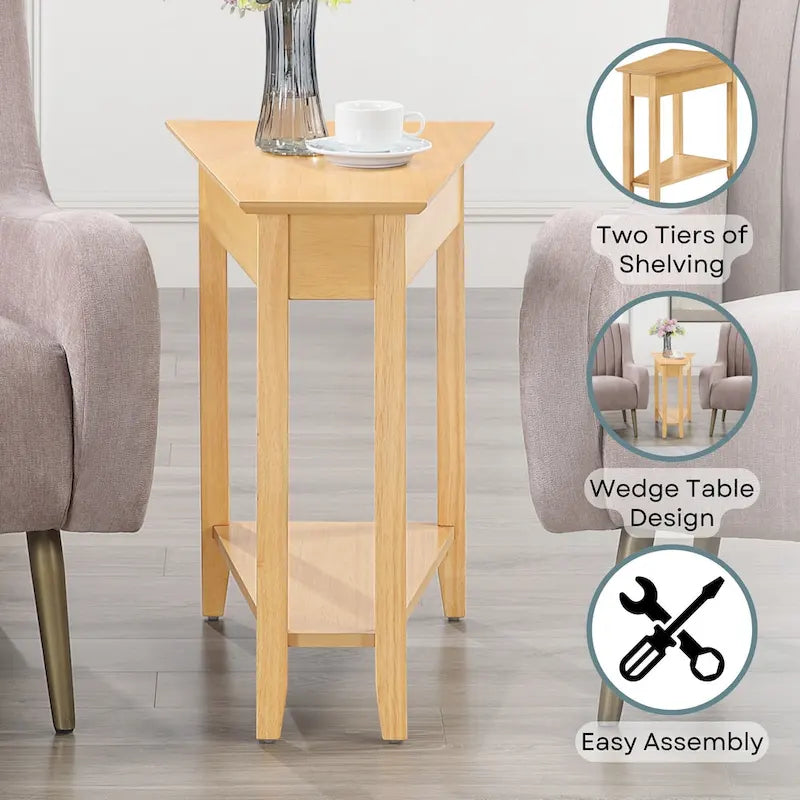 Wedge End Table with Shelf