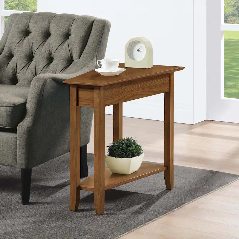 Wedge End Table with Shelf