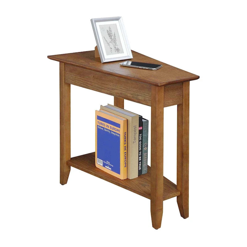 Wedge End Table with Shelf