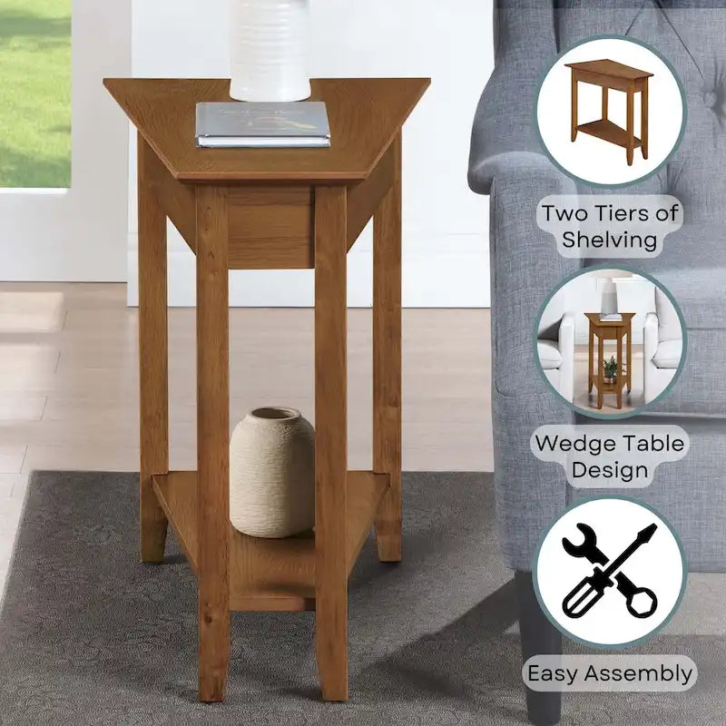 Wedge End Table with Shelf