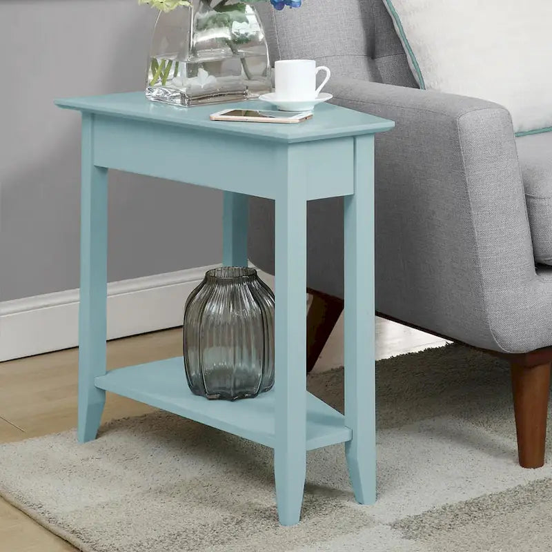 Wedge End Table with Shelf
