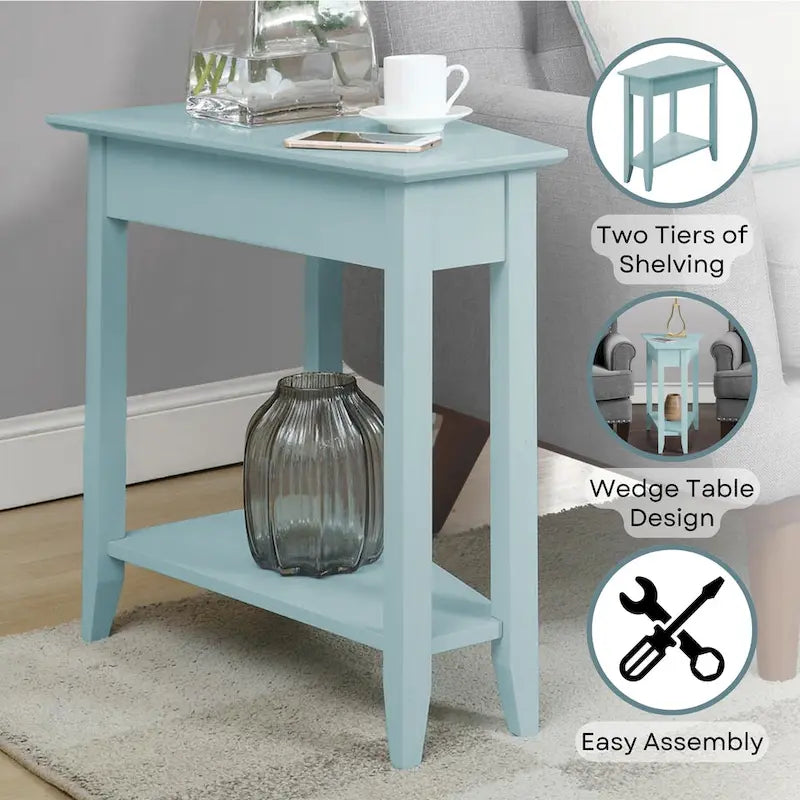 Wedge End Table with Shelf