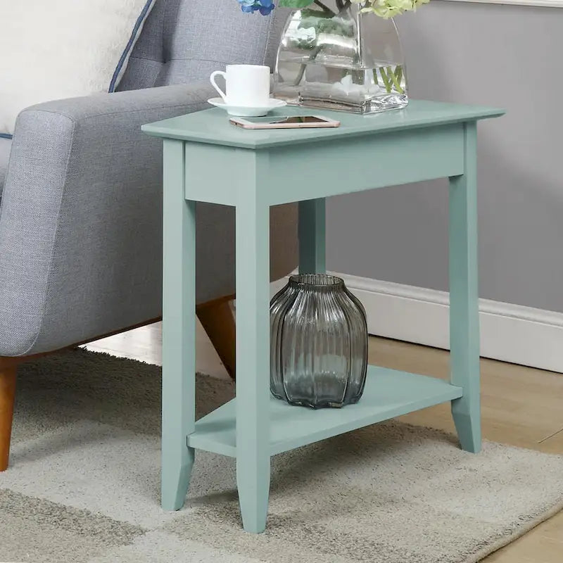 Wedge End Table with Shelf
