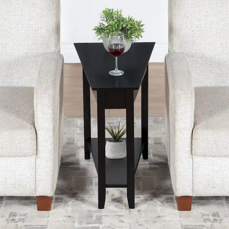 Wedge End Table with Shelf