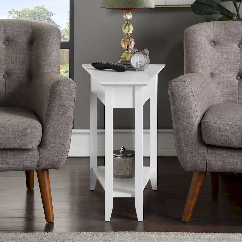 Wedge End Table with Shelf