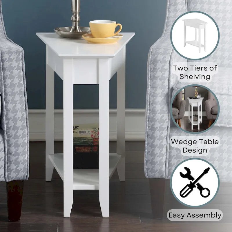 Wedge End Table with Shelf