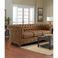 Tufted Top Grain Italian Leather Chesterfield Sofa - 31 H x 86 W x 40 D