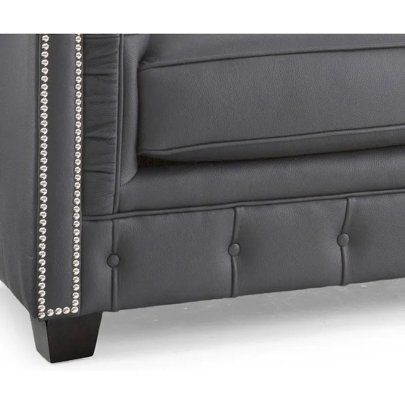 Tufted Top Grain Italian Leather Chesterfield Sofa - 31 H x 86 W x 40 D