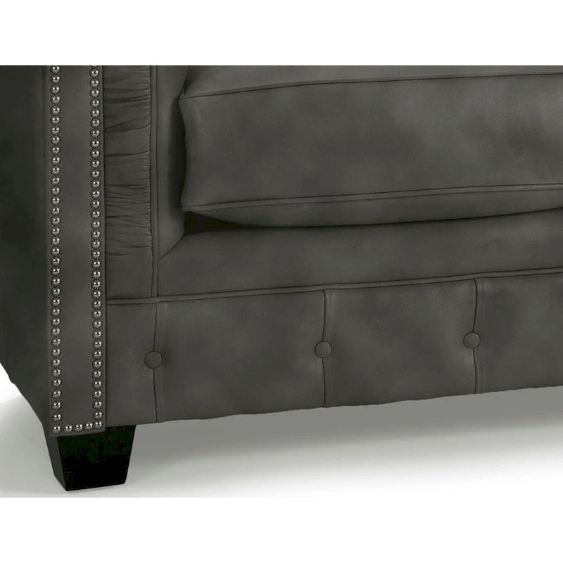 Tufted Top Grain Italian Leather Chesterfield Sofa - 31 H x 86 W x 40 D