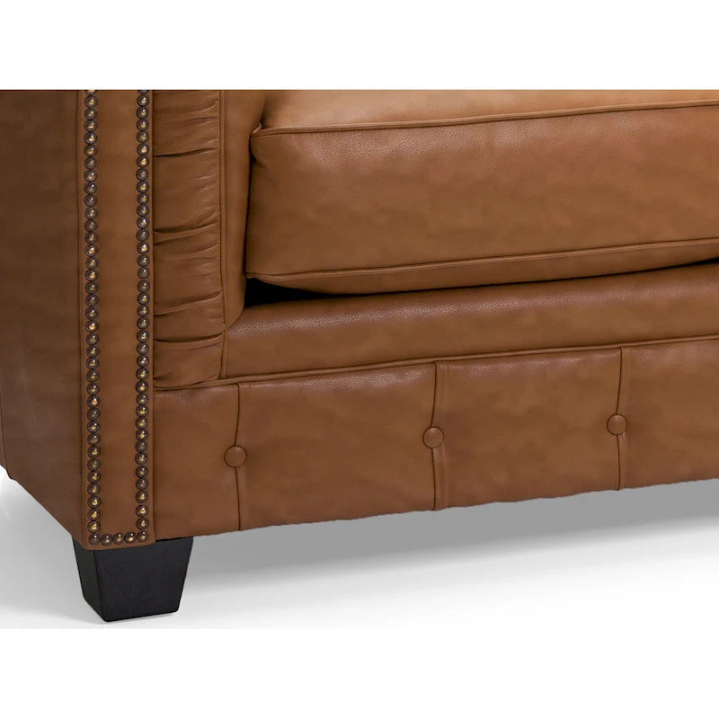 Tufted Top Grain Italian Leather Chesterfield Sofa - 31 H x 86 W x 40 D