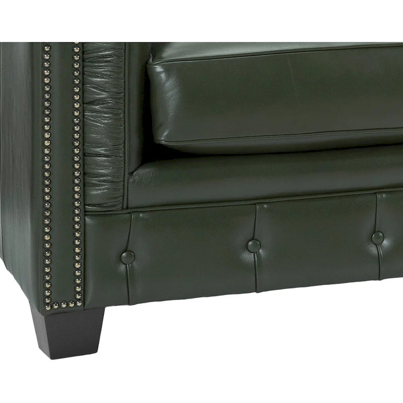 Tufted Top Grain Italian Leather Chesterfield Sofa - 31 H x 86 W x 40 D
