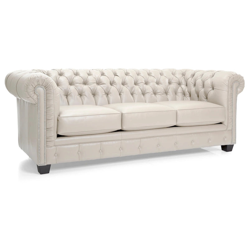 Tufted Top Grain Italian Leather Chesterfield Sofa - 31 H x 86 W x 40 D