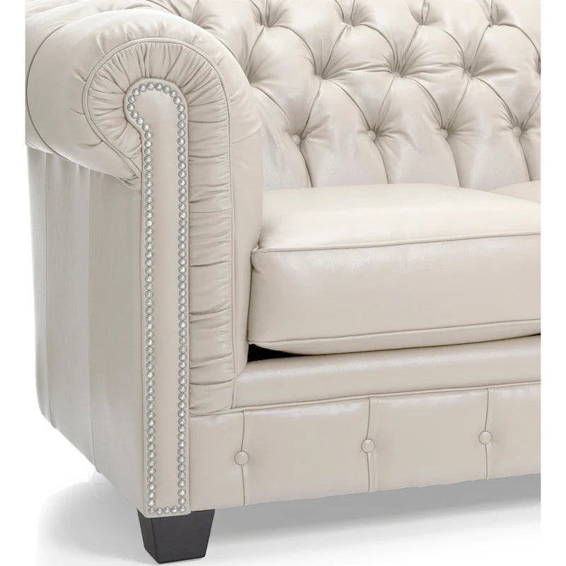 Tufted Top Grain Italian Leather Chesterfield Sofa - 31 H x 86 W x 40 D