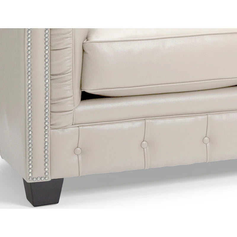 Tufted Top Grain Italian Leather Chesterfield Sofa - 31 H x 86 W x 40 D