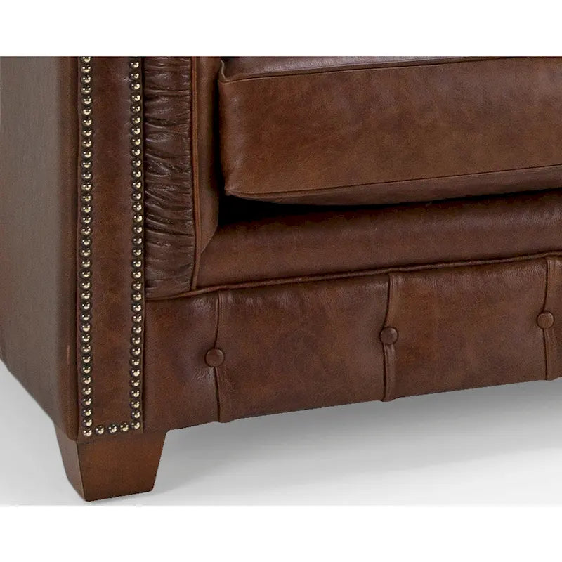 Tufted Top Grain Italian Leather Chesterfield Sofa - 31 H x 86 W x 40 D