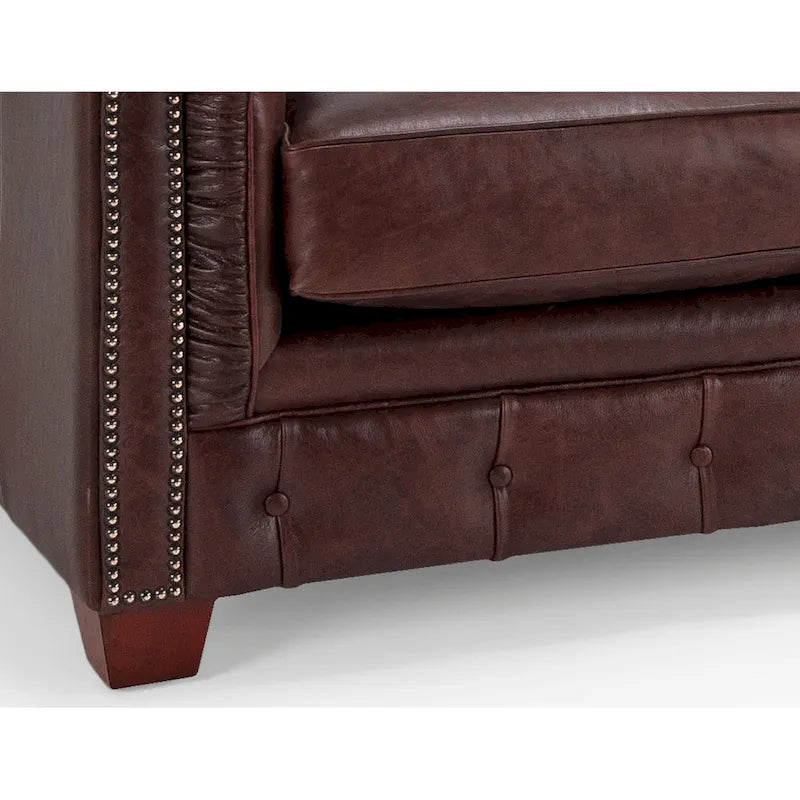 Tufted Top Grain Italian Leather Chesterfield Sofa - 31 H x 86 W x 40 D
