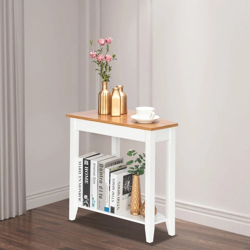 MDF 24 Wide 2-Tier Narrow Nightstand Sofa Table White